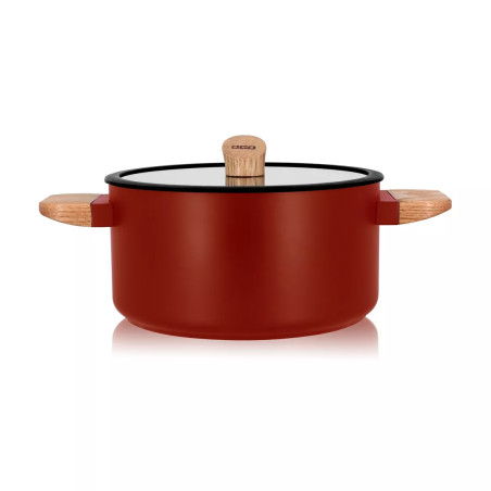 Faitout ector 24cm en aluminium paprika avec manche en bois - Ogo Living