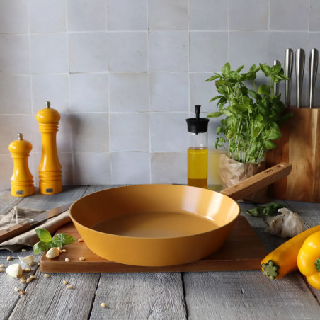 Poêle ector 28cm en aluminium revêtement céramique jaune - Ogo Living