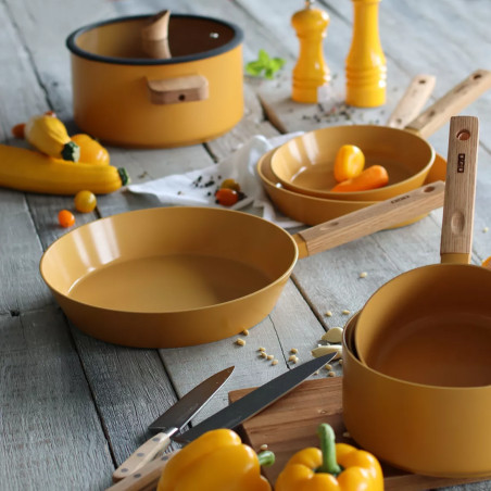 Poêle ector 28cm en aluminium revêtement céramique jaune - Ogo Living