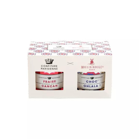 Coffret Moulin Rouge 2X100G : Fraise Cancan & Choc'Ohlala - Confiture Parisienne