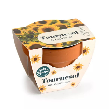 Mini Kit 6 cm Terre Cuite Tournesol - Radis et Capucine