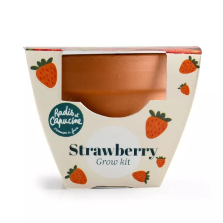 Mini Kit 6 cm Terre Cuite Fraise - Radis et Capucine