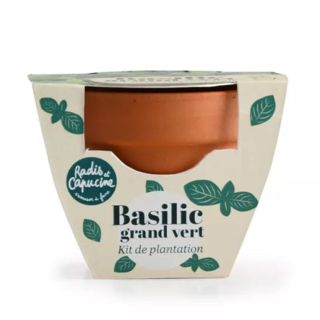 Mini Kit 6 cm Terre Cuite Basilic - Radis et Capucine