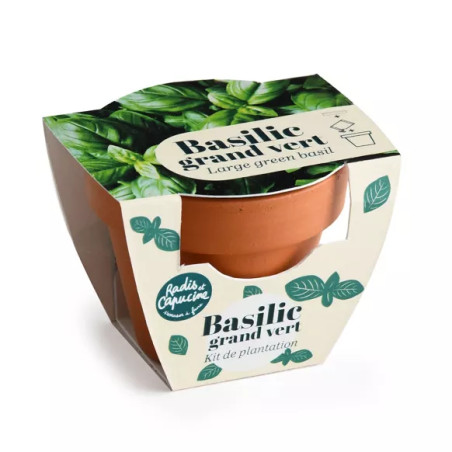 Mini Kit 6 cm Terre Cuite Basilic - Radis et Capucine