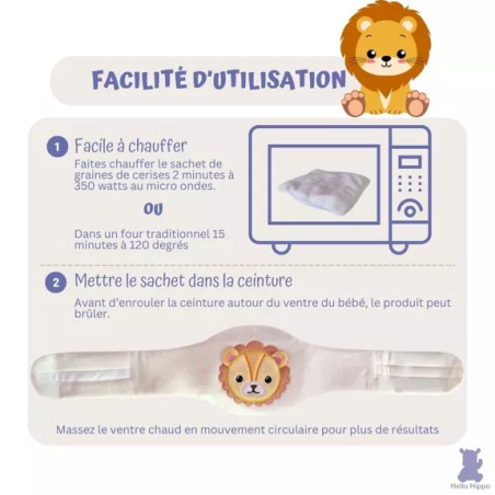 Bouillotte Lion Bébé Anti Colique Hypoallergénique et Lavable - HELLO HIPPO