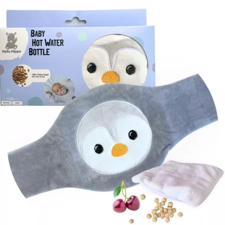 Bouillotte Pingouin Bébé Anti Colique Hypoallergénique et Lavable - HELLO HIPPO