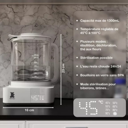 Bouilloire chauffe biberon Stérilisateur tétine 1300 mL - 800W basse consommation
