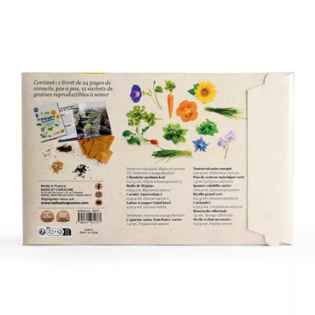 Enveloppe 12 sachets graines potagère balcon - Radis et Capucine