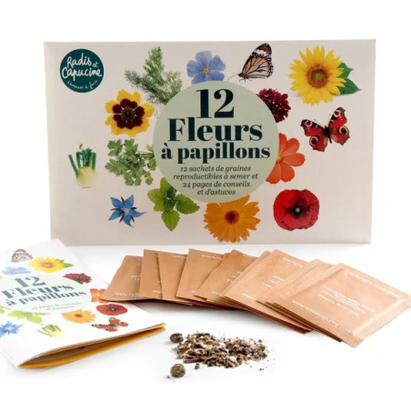 Enveloppe de 12 sachets - Fleurs à papillons - Radis et Capucine