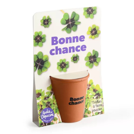 Kit jardinage "Bonne chance" trèfle 4 feuilles - Radis et Capucine