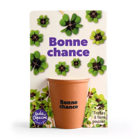 Kit jardinage "Bonne chance" trèfle 4 feuilles - Radis et Capucine