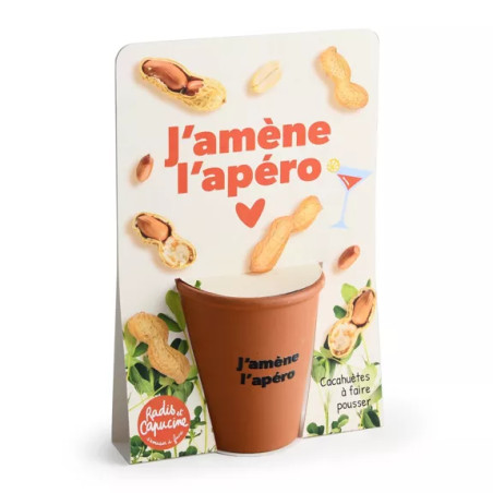 Kit jardinage message drôle "J'amène l'apéro" Cacahuètes - Radis et Capucine