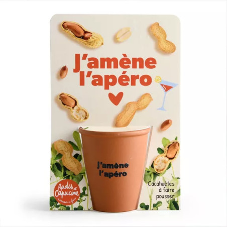 Kit jardinage message drôle "J'amène l'apéro" Cacahuètes - Radis et Capucine