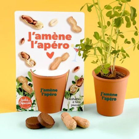 Kit jardinage message drôle "J'amène l'apéro" Cacahuètes - Radis et Capucine