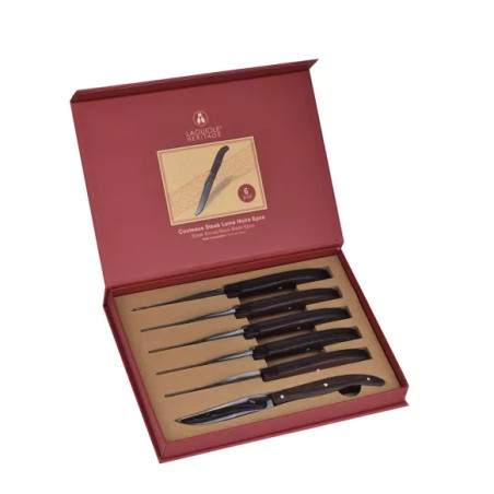 Couteaux à Steak Laguiole Manche Noir 6 pièces - Laguiole