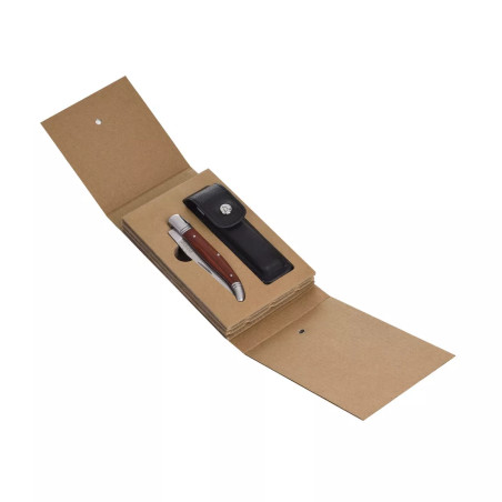 Coffret Couteau Pliant et Etui en Cuir noir - Laguiole