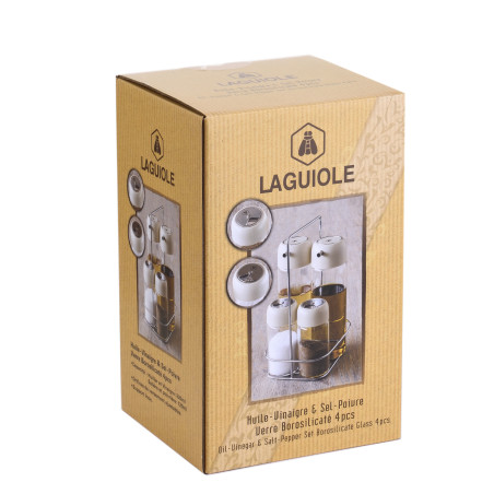 SET 4 Pièces HUILE ET VINAIGRE SALIERE POIVRIER SUR SOCLE - Laguiole