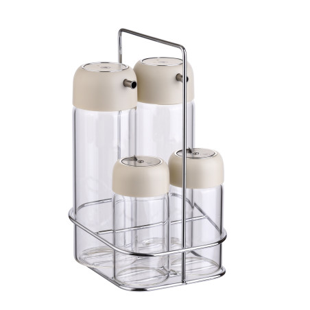 SET 4 Pièces HUILE ET VINAIGRE SALIERE POIVRIER SUR SOCLE - Laguiole