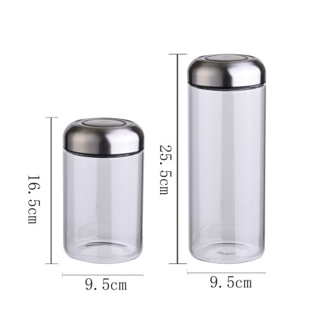 Set de 2 bocaux de rangement en verre et acier inoxydable - Laguiole